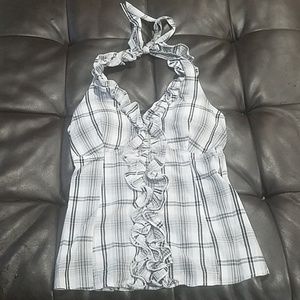 Black and white plaid halter top